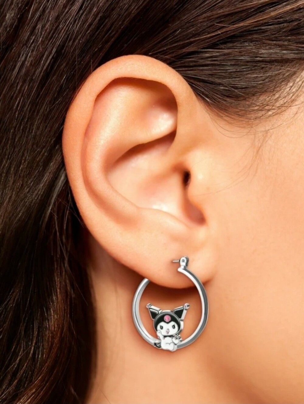Sanrio Hello Kitty  Silver-tone Kuromi Earrings